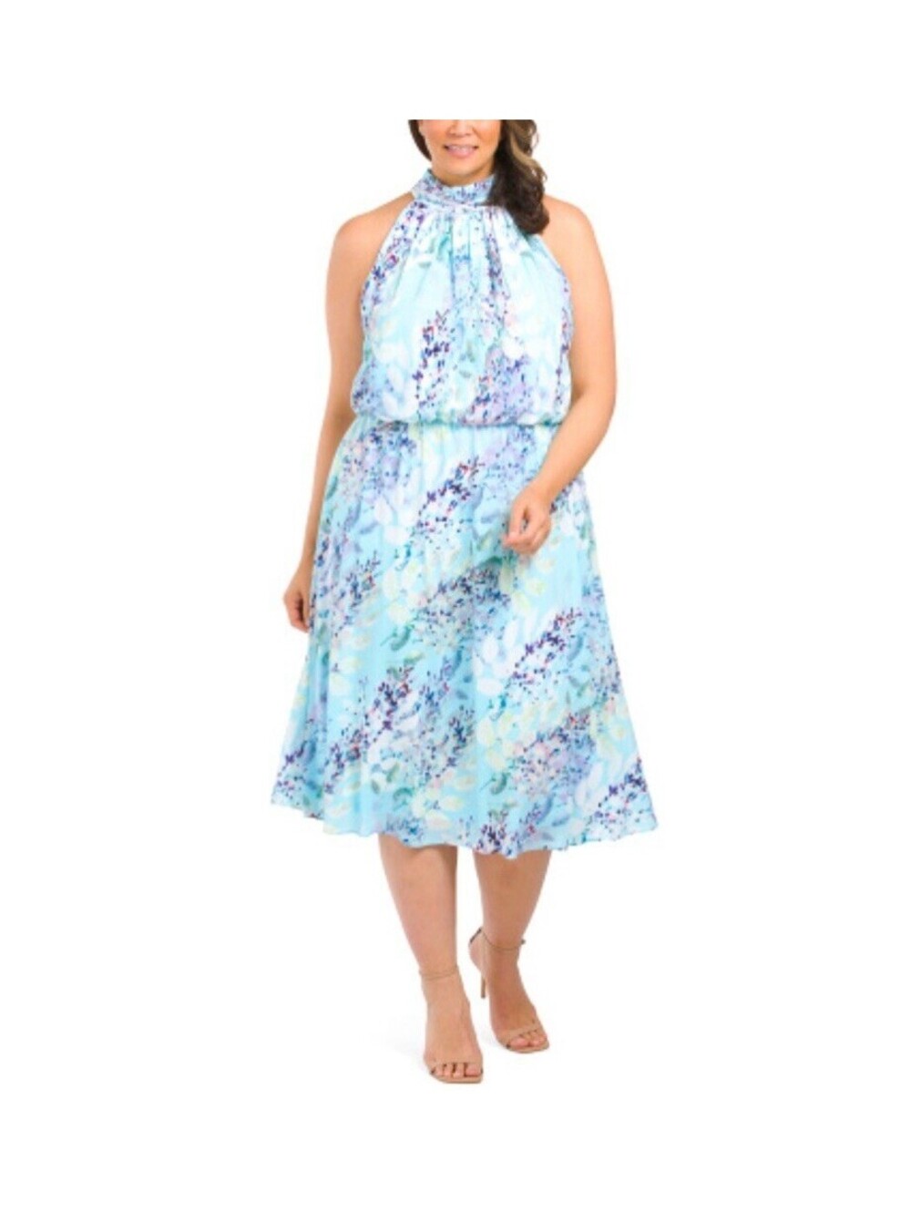 NEW ADRIANNA PAPELL WATERCOLOR FLORAL MIDI DRESS SIZE  20W Whimsicore NWT